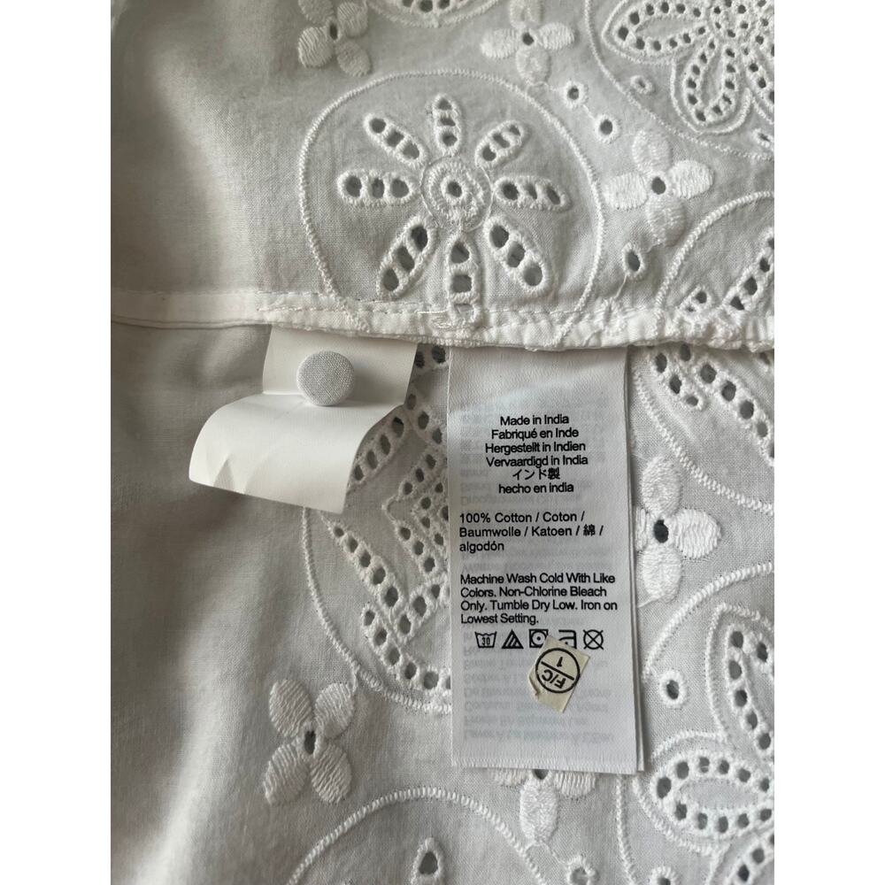 Madewell NWT Embroidered Pintuck High-Neck Top XXS White Eyelet Cotton Cottage - Picture 3 of 10